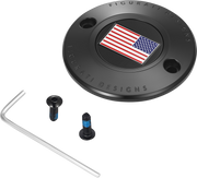FIGURATI DESIGNS Timing Cover - 2 Hole - American Flag - Reversed - Black FD21R-TC-2H-BLK