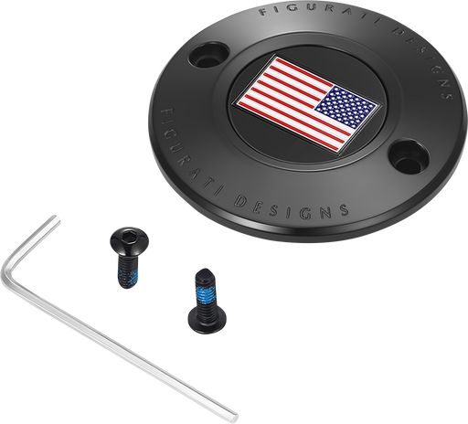 FIGURATI DESIGNS Timing Cover - 2 Hole - American Flag - Reversed - Black FD21R-TC-2H-BLK