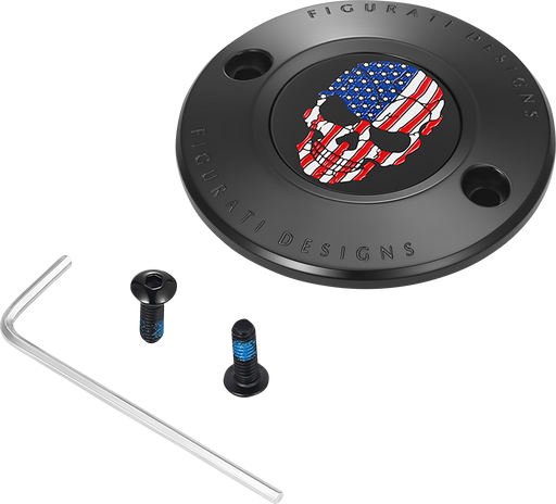 FIGURATI DESIGNS Timing Cover - 2 Hole - Skull - Black FD25-TC-2H-BLK