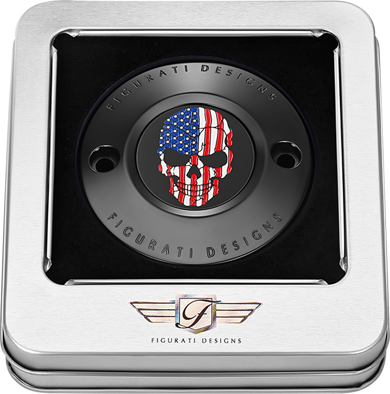 FIGURATI DESIGNS Timing Cover - 2 Hole - Skull - Black FD25-TC-2H-BLK