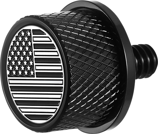 FIGURATI DESIGNS Seat Mounting Knob - Black - Black/White American Flag - Contrast Cut FD26-SEAT KN-BK