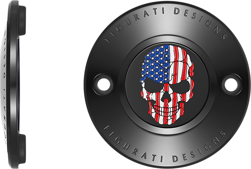 FIGURATI DESIGNS Timing Cover - 2 Hole - Skull - Black FD25-TC-2H-BLK