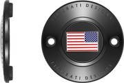 FIGURATI DESIGNS Timing Cover - 2 Hole - American Flag - Reversed - Black FD21R-TC-2H-BLK