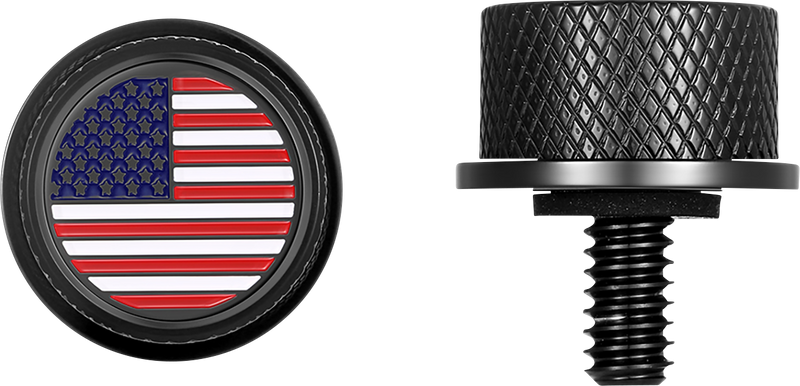 FIGURATI DESIGNS Seat Mounting Knob - Black - American Flag FD20-SEAT KN-BK