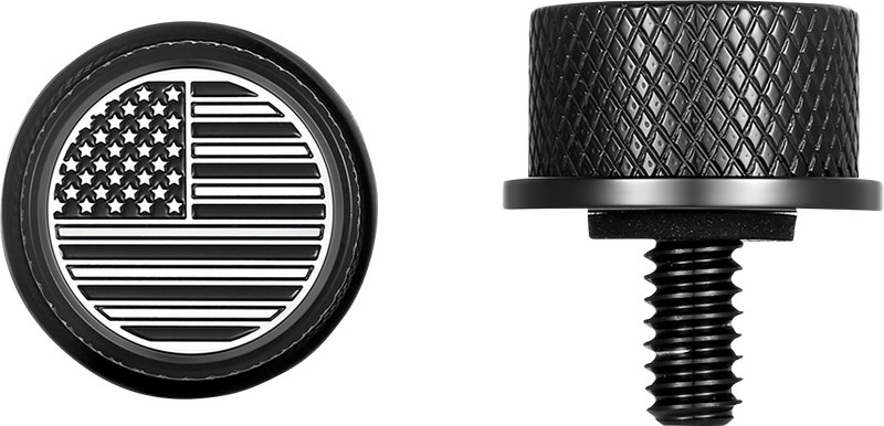FIGURATI DESIGNS Seat Mounting Knob - Black - Black/White American Flag - Contrast Cut FD26-SEAT KN-BK