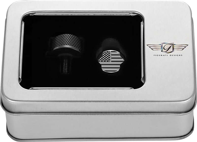 FIGURATI DESIGNS Seat Mounting Knob - Black - Black/White American Flag - Contrast Cut FD26-SEAT KN-BK