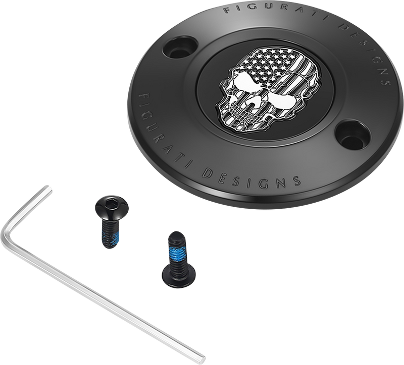 FIGURATI DESIGNS Timing Cover - 2 Hole - Skull - Contrast Cut - Black FD28-TC-2H-BLK