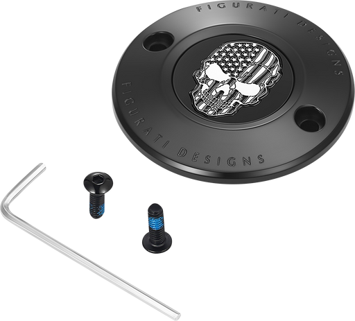 FIGURATI DESIGNS Timing Cover - 2 Hole - Skull - Contrast Cut - Black FD28-TC-2H-BLK