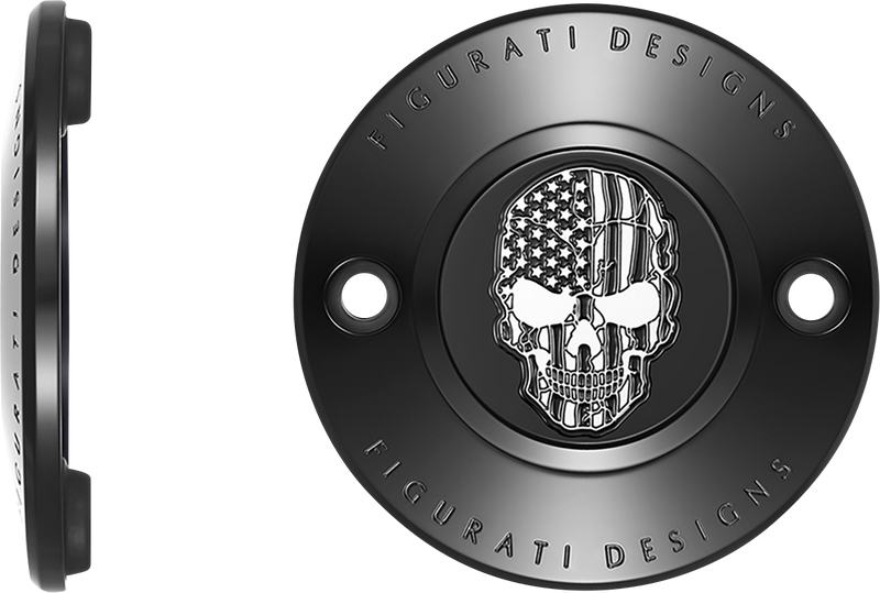 FIGURATI DESIGNS Timing Cover - 2 Hole - Skull - Contrast Cut - Black FD28-TC-2H-BLK