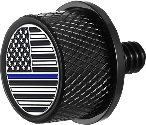 FIGURATI DESIGNS Seat Mounting Knob - Black - Blue Line American Flag FD71-SEAT KN-BK