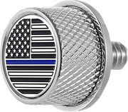 FIGURATI DESIGNS Seat Mounting Knob - Stainless Steel - Blue Line American Flag FD70-SEAT KN-SS