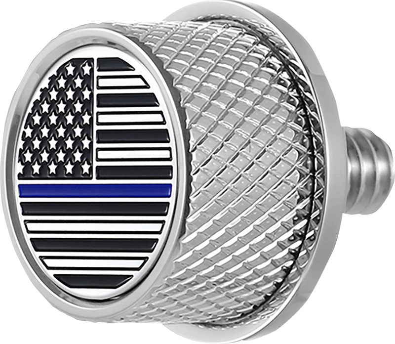 FIGURATI DESIGNS Seat Mounting Knob - Stainless Steel - Blue Line American Flag FD70-SEAT KN-SS