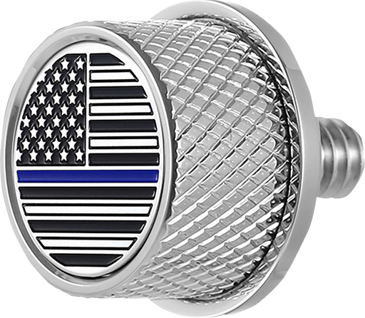 FIGURATI DESIGNS Seat Mounting Knob - Stainless Steel - Blue Line American Flag FD70-SEAT KN-SS