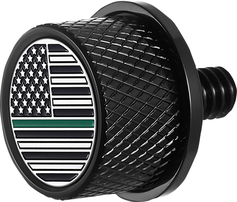 FIGURATI DESIGNS Seat Mounting Knob - Black - Green Line American Flag FD72-SEAT KN-BK