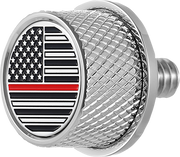 FIGURATI DESIGNS Seat Mounting Knob - Stainless Steel - Red Line American Flag FD73-SEAT KN-SS