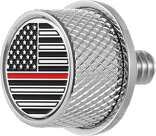 FIGURATI DESIGNS Seat Mounting Knob - Stainless Steel - Red Line American Flag FD73-SEAT KN-SS