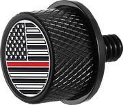FIGURATI DESIGNS Seat Mounting Knob - Black - Red Line American Flag FD73-SEAT KN-BK