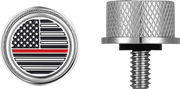 FIGURATI DESIGNS Seat Mounting Knob - Stainless Steel - Red Line American Flag FD73-SEAT KN-SS