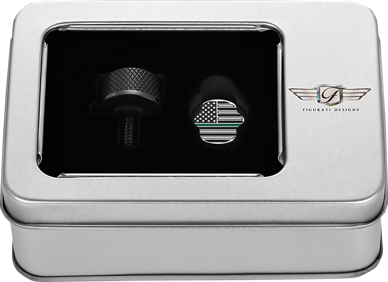 FIGURATI DESIGNS Seat Mounting Knob - Black - Green Line American Flag FD72-SEAT KN-BK