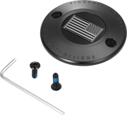 FIGURATI DESIGNS Timing Cover - 2 Hole - American Flag - Contrast Cut - Black FD26R-TC-2H-BLK