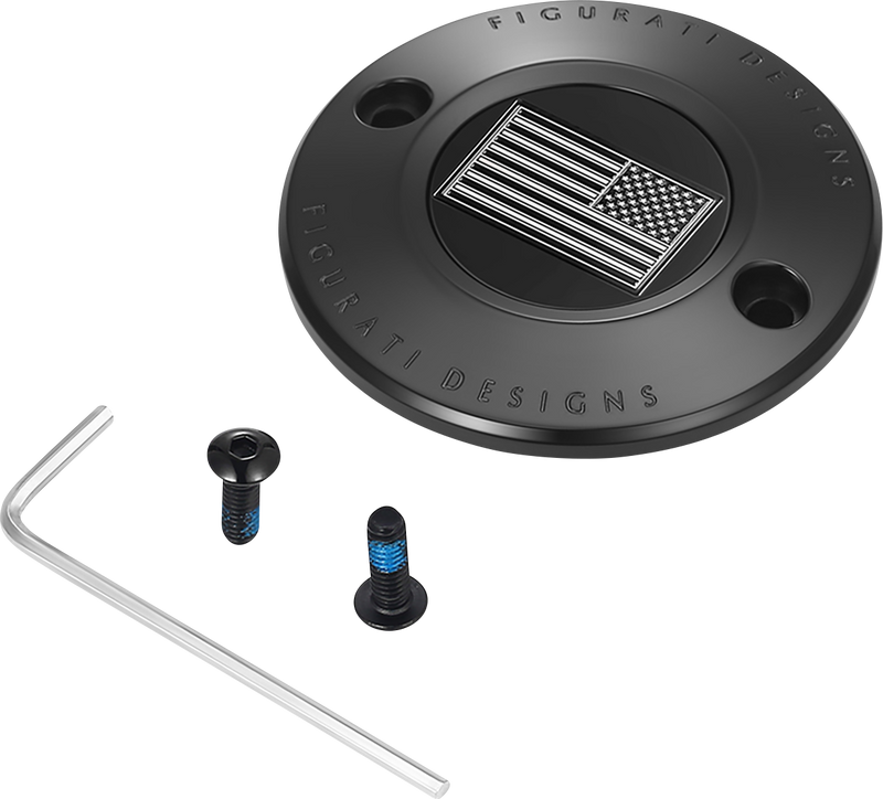 FIGURATI DESIGNS Timing Cover - 2 Hole - American Flag - Contrast Cut - Black FD26R-TC-2H-BLK