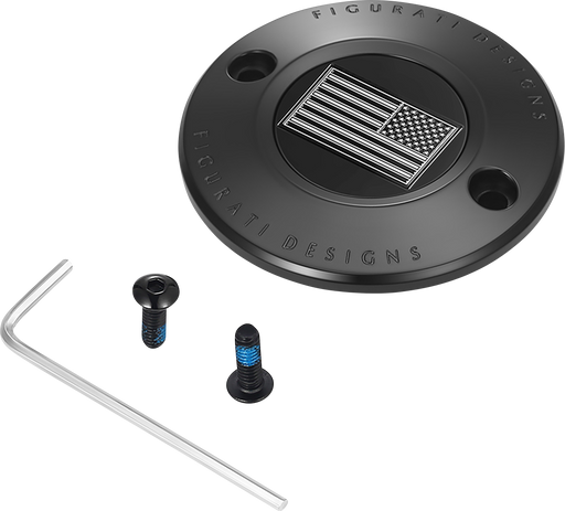 FIGURATI DESIGNS Timing Cover - 2 Hole - American Flag - Contrast Cut - Black FD26R-TC-2H-BLK