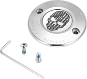 FIGURATI DESIGNS Timing Cover - 2 Hole - Skull - Contrast Cut - Stainless Steel FD27-TC-2H-SS