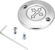 FIGURATI DESIGNS Timing Cover - 2 Hole - Cross - Stainless Steel FD41-TC-2H-SS