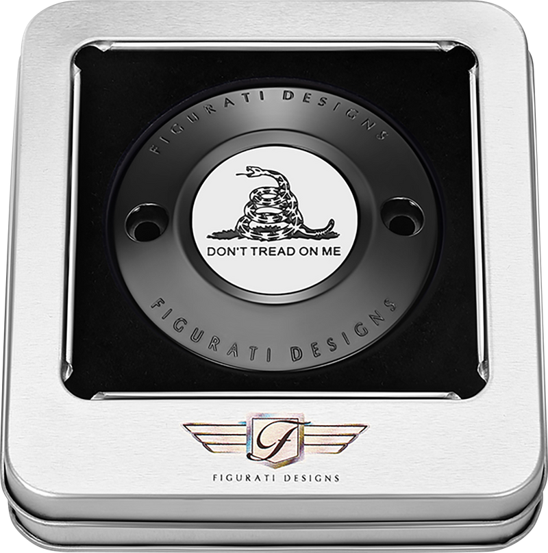 FIGURATI DESIGNS Timing Cover - 2 Hole - Don't Tread on Me - Black FD40-TC-2H-BLK