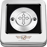 FIGURATI DESIGNS Timing Cover - 2 Hole - Cross - Stainless Steel FD41-TC-2H-SS