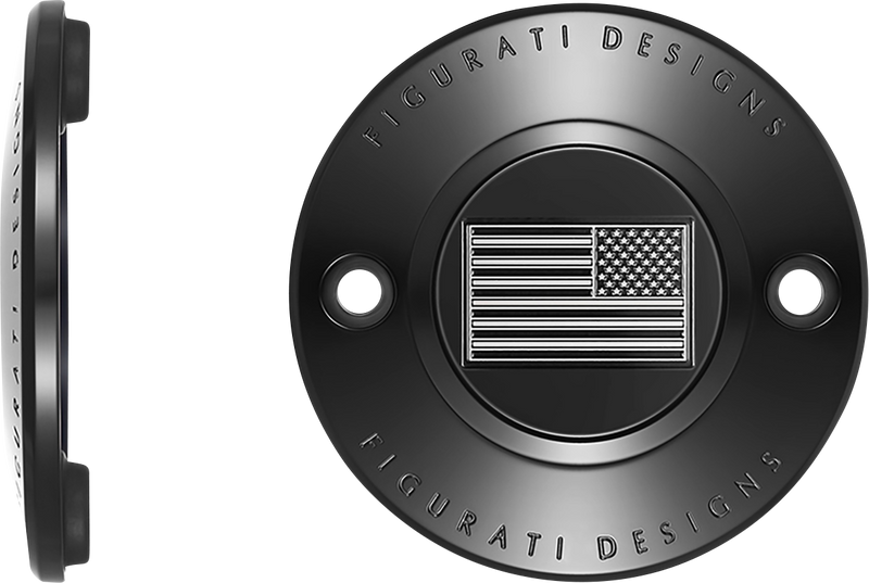 FIGURATI DESIGNS Timing Cover - 2 Hole - American Flag - Contrast Cut - Black FD26R-TC-2H-BLK