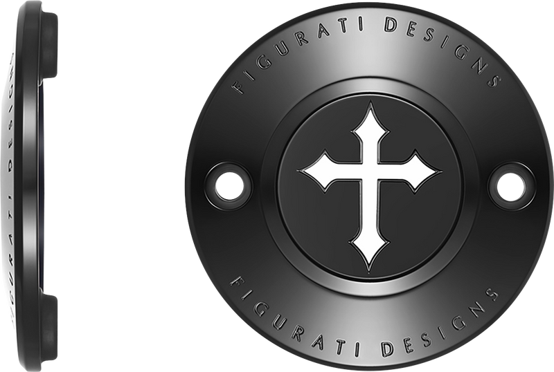 FIGURATI DESIGNS Timing Cover - 2 Hole - Cross - Black FD41-TC-2H-BLK