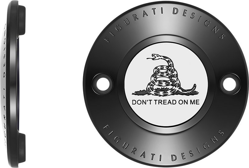 FIGURATI DESIGNS Timing Cover - 2 Hole - Don't Tread on Me - Black FD40-TC-2H-BLK