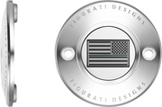 FIGURATI DESIGNS Timing Cover - 2 Hole - Green Line American Flag - Stainless Steel FD72-TC-2H-SS