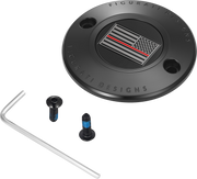 FIGURATI DESIGNS Timing Cover - 2 Hole - Red Line American Flag - Black FD75-TC-2H-BLK