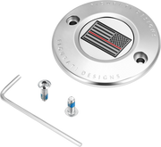 FIGURATI DESIGNS Timing Cover - 2 Hole - Red Line American Flag - Stainless Steel FD73-TC-2H-SS