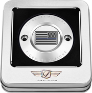 FIGURATI DESIGNS Timing Cover - 2 Hole - Blue Line American Flag - Stainless Steel FD70-TC-2H-SS