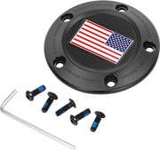 FIGURATI DESIGNS Timing Cover - 5 Hole - American Flag - Reversed - Black FD21R-TC-5H-BLK