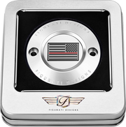 FIGURATI DESIGNS Timing Cover - 2 Hole - Red Line American Flag - Stainless Steel FD73-TC-2H-SS