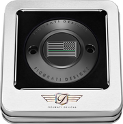 FIGURATI DESIGNS Timing Cover - 2 Hole - Green Line American Flag - Black FD72-TC-2H-BLK
