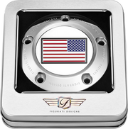 FIGURATI DESIGNS Timing Cover - 5 Hole - American Flag - Reversed - Stainless Steel FD20-TC-5H-SS