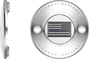 FIGURATI DESIGNS Timing Cover - 2 Hole - Blue Line American Flag - Stainless Steel FD70-TC-2H-SS