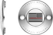 FIGURATI DESIGNS Timing Cover - 2 Hole - Red Line American Flag - Stainless Steel FD73-TC-2H-SS