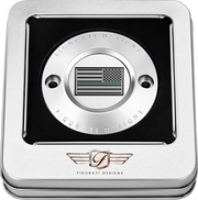 FIGURATI DESIGNS Timing Cover - 2 Hole - Green Line American Flag - Stainless Steel FD72-TC-2H-SS