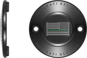 FIGURATI DESIGNS Timing Cover - 2 Hole - Green Line American Flag - Black FD72-TC-2H-BLK
