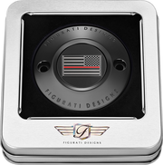 FIGURATI DESIGNS Timing Cover - 2 Hole - Red Line American Flag - Black FD75-TC-2H-BLK