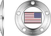 FIGURATI DESIGNS Timing Cover - 5 Hole - American Flag - Reversed - Stainless Steel FD20-TC-5H-SS