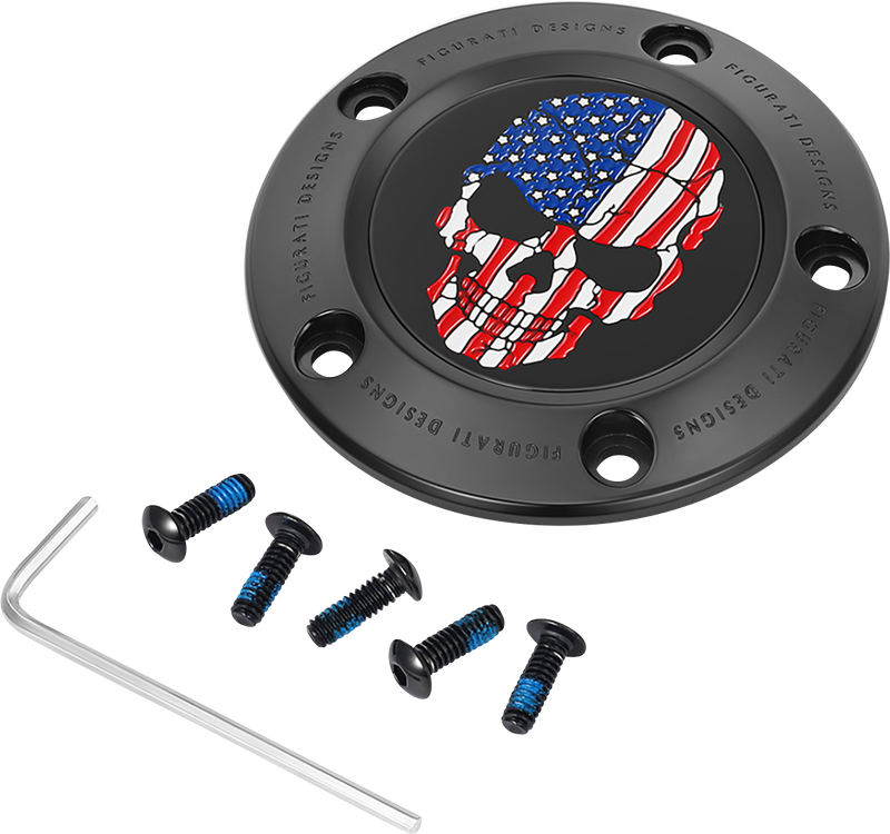 FIGURATI DESIGNS Timing Cover - 5 Hole - Skull - Black FD25-TC-5H-BLK