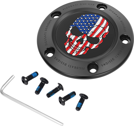 FIGURATI DESIGNS Timing Cover - 5 Hole - Skull - Black FD25-TC-5H-BLK