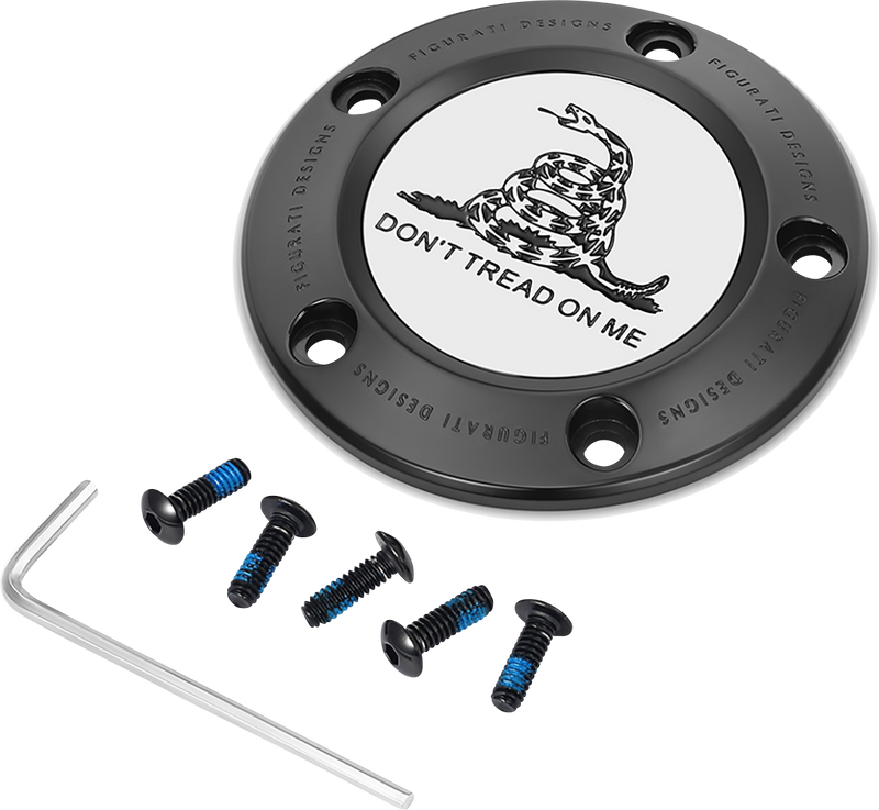 FIGURATI DESIGNS Timing Cover - 5 Hole - Don't Tread on Me - Black FD40-TC-5H-BLK